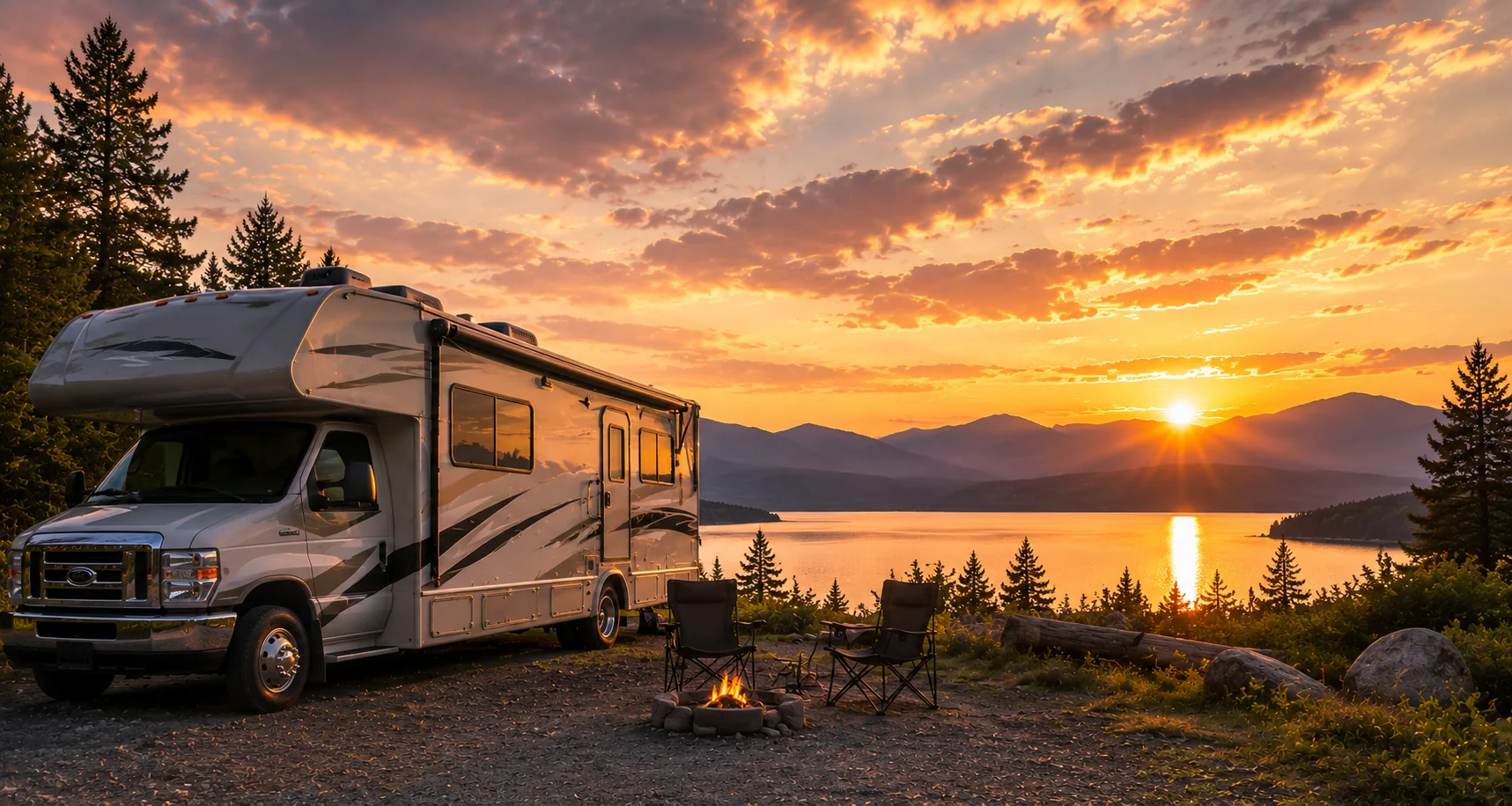 class-c-motorhome-lake-sunset